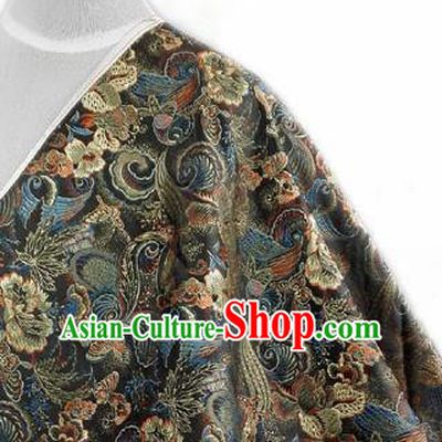 Asian Chinese Traditional Tang Suit Fabric Black Satin Brocade Silk Material Classical Pattern Design Drapery