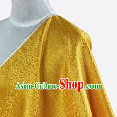 Asian Chinese Traditional Tang Suit Fabric Yellow Brocade Silk Material Classical Pattern Design Drapery