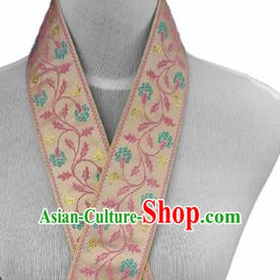Traditional Chinese Handmade Brocade Belts Ancient Pink Brocade Embroidered Lace Trimmings Accessories