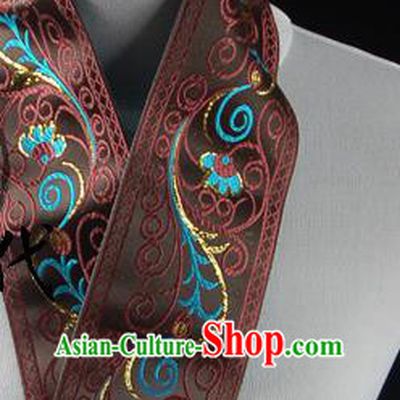 Traditional Chinese Handmade Brocade Belts Ancient Brown Brocade Embroidered Lace Trimmings Accessories