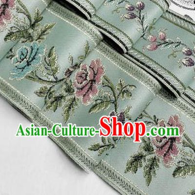 Traditional Chinese Handmade Brocade Belts Ancient Blue Brocade Embroidered Peony Lace Trimmings Accessories