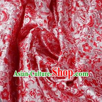 Asian Chinese Traditional Tang Suit Fabric Brocade Silk Material Classical Cherry Blossom Pattern Design Drapery