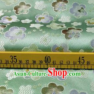 Asian Chinese Traditional Tang Suit Fabric Green Brocade Silk Material Classical Cherry Blossom Pattern Design Drapery