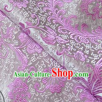 Asian Chinese Traditional Tang Suit Fabric Brocade Silk Material Classical Lilac Flowers Pattern Design Drapery