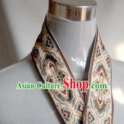 Traditional Chinese Handmade Beige Brocade Belts Ancient Embroidered Brocade Lace Trimmings Accessories