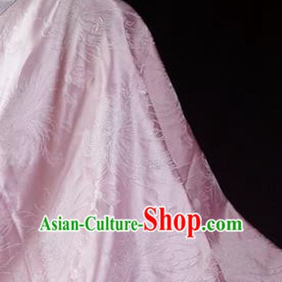 Asian Chinese Traditional Tang Suit Fabric Pink Brocade Silk Material Classical Chrysanthemum Pattern Design Drapery