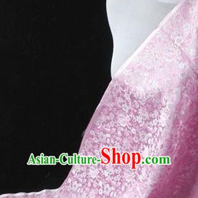 Asian Chinese Traditional Tang Suit Fabric Pink Brocade Silk Material Classical Plum Blossom Pattern Design Drapery