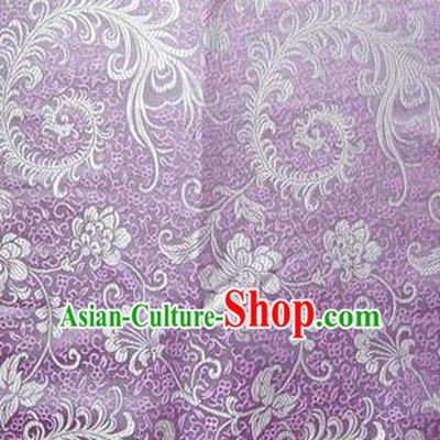 Asian Chinese Traditional Tang Suit Fabric Lilac Brocade Silk Material Classical Pattern Design Drapery