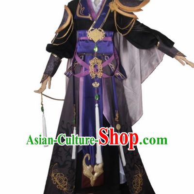 Chinese Traditional Cosplay Prince Black Costumes Ancient Swordsman Clothing for Men