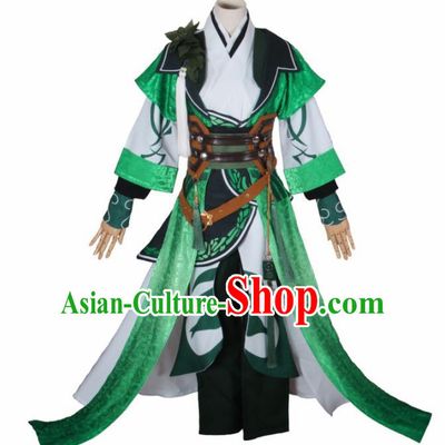 Chinese Traditional Cosplay Prince Green Costumes Ancient Swordsman Clothing for Men