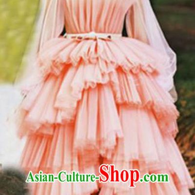 Top Performance Catwalks Costumes Wedding Pink Full Dress for Women
