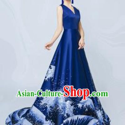 Top Performance Catwalks Costumes Wedding Navy Full Dress for Women