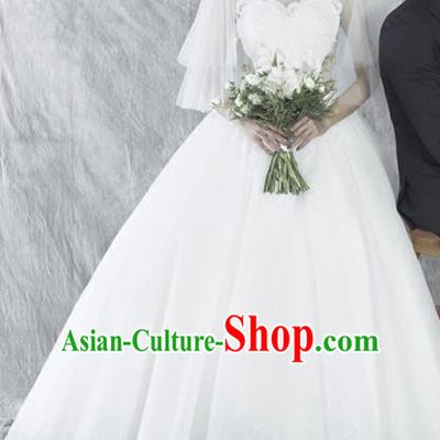 Top Performance Catwalks Costumes Wedding Dress White Veil Full Dress for Women