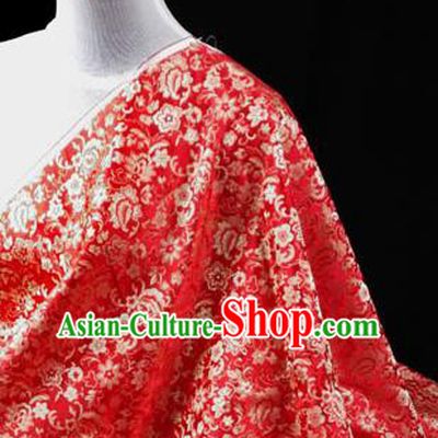 Asian Chinese Traditional Tang Suit Fabric Red Brocade Silk Material Classical Pattern Design Drapery