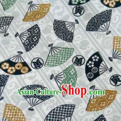 Asian Japanese Traditional Kimono Fabric Brocade Silk Material Classical Fan Pattern Design Drapery