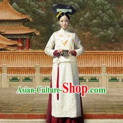 Chinese Traditional Costumes Ancient Qing Dynasty Princess Embroidered Clothing for Women