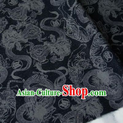 Asian Japanese Traditional Kimono Fabric Brocade Silk Material Classical Dragons Pattern Design Drapery