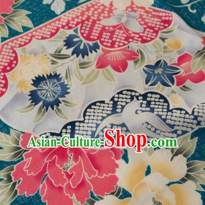 Asian Japanese Traditional Kimono Brocade Fabric Silk Material Classical Peony Pattern Design Drapery