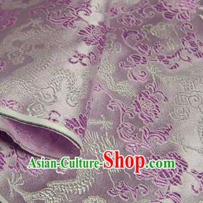 Asian Chinese Traditional Tang Suit Fabric Lilac Brocade Silk Material Classical Dragon Pattern Design Drapery
