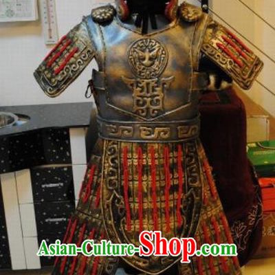 Chinese Traditional Qin Dynasty Warrior Costumes Ancient General Helmet and Body Armour for Men