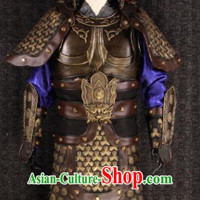 Chinese Traditional Song Dynasty Soldier Costumes Ancient General Helmet and Armour for Men
