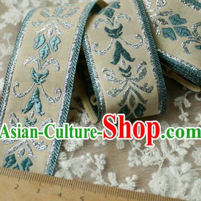 Traditional Chinese Handmade Beige Brocade Belts Ancient Embroidered Lotus Brocade Lace Trimmings Accessories