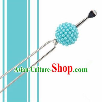 Japanese Traditional Courtesan Blue Ball Hairpins Ancient Geisha Kimono Hair Accessories for Women