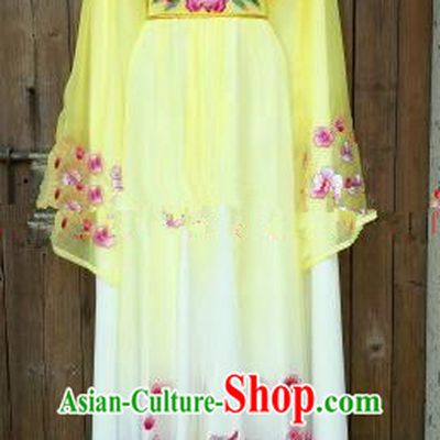 Chinese Traditional Beijing Opera Princess Costumes Ancient Nobility Lady Embroidered Yellow Dress for Women