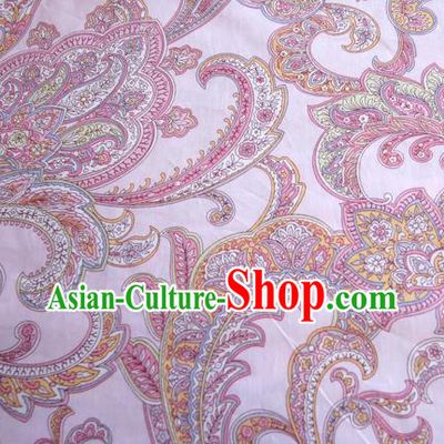 Asian Japanese Traditional Kimono Pink Fabric Material Classical Pattern Design Drapery