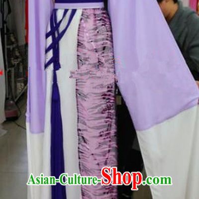 Chinese Traditional Beijing Opera Diva Purple Dress Ancient Young Lady Costumes for Poor