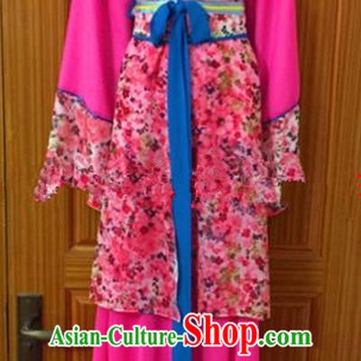 Chinese Traditional Beijing Opera Young Lady Rosy Dress Ancient Maidservants Embroidered Costumes for Poor