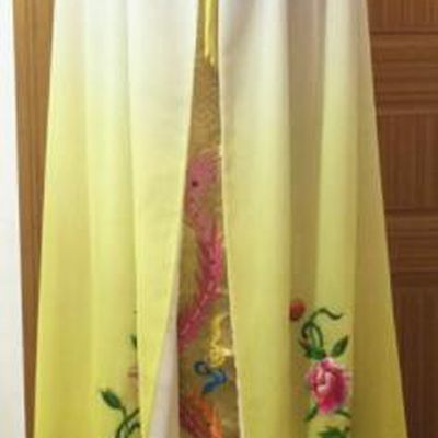 Chinese Traditional Peking Opera Embroidered Yellow Cloak Ancient Princess Cape Costumes for Women