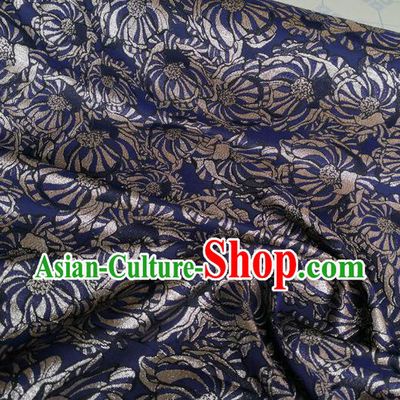 Chinese Royal Brocade Palace Pattern Navy Satin Traditional Silk Fabric Chinese Fabric Asian Material