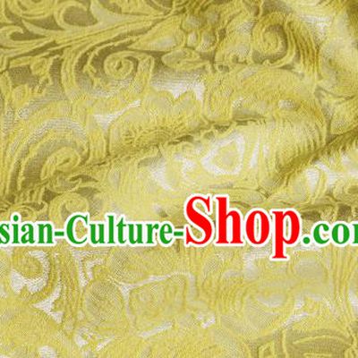 Chinese Royal Yellow Brocade Palace Pattern Satin Traditional Silk Fabric Chinese Fabric Asian Material