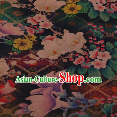 Chinese Crepe Satin Plain Palace Flowers Pattern Traditional Cheongsam Silk Fabric Chinese Fabric Asian Material