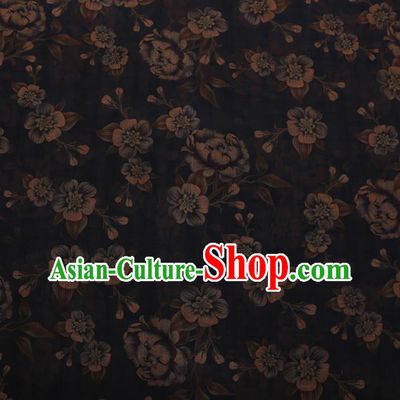 Chinese Traditional Cheongsam Silk Fabric Palace Blue Flowers Pattern Satin Plain Gambiered Guangdong Gauze