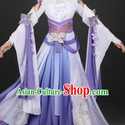 Traditional Chinese Cosplay Swordswoman Purple Hanfu Dress Ancient Peri Princess Costume for Women