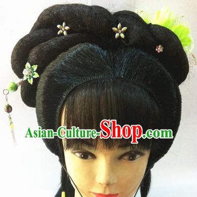 Chinese Traditional Ancient Beijing Opera Wig Sheath and Hairpins Hair Accessories for Women