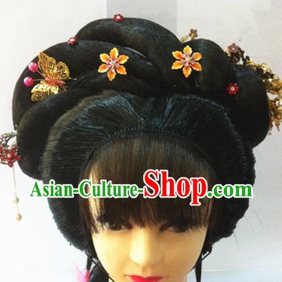 Chinese Traditional Ancient Beijing Opera Hair Accessories Wig Sheath and Hairpins for Women