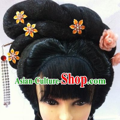 Chinese Traditional Ancient Beijing Opera Actress Wigs Sheath and Hairpins for Women