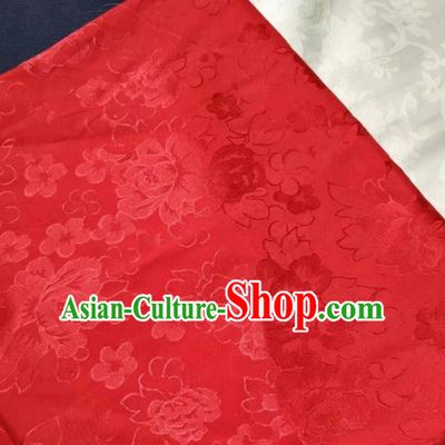 Chinese Royal Red Brocade Palace Traditional Peony Pattern Design Silk Fabric Chinese Fabric Asian Material