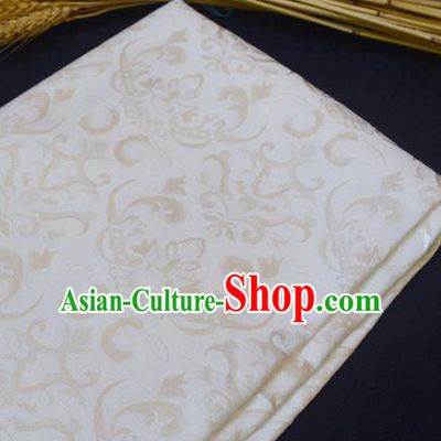 Chinese Royal White Brocade Palace Pattern Traditional Silk Fabric Chinese Fabric Asian Material