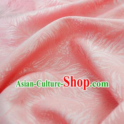 Chinese Royal Pink Brocade Palace Feather Pattern Traditional Silk Fabric Chinese Fabric Asian Material