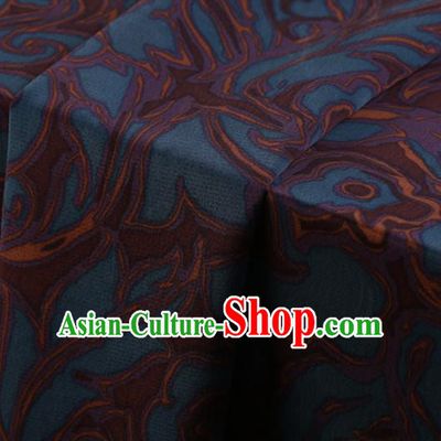 Chinese Traditional Blue Silk Fabric Palace Pattern Cheongsam Jacquard Satin Plain Gambiered Guangdong Gauze