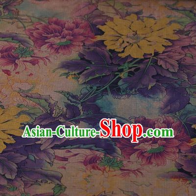 Chinese Classical Satin Plain Traditional Pattern Cheongsam Drapery Silk Fabric Gambiered Guangdong Gauze