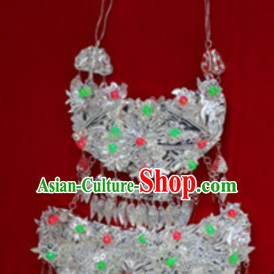 Traditional Chinese Miao Tribe Handmade Large Silver Necklace