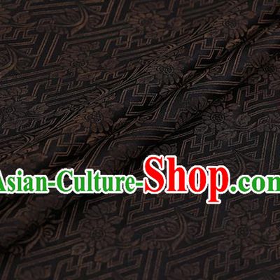 Chinese Classical Silk Fabric Traditional Brown Pattern Satin Plain Cheongsam Drapery Gambiered Guangdong Gauze