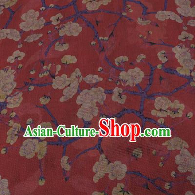 Chinese Classical Silk Fabric Traditional Pattern Red Satin Plain Cheongsam Drapery Gambiered Guangdong Gauze