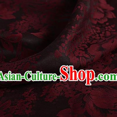 Chinese Classical Silk Fabric Traditional Red Peony Pattern Satin Plain Cheongsam Drapery Gambiered Guangdong Gauze