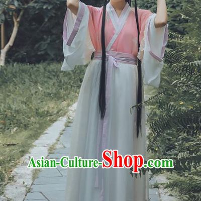 Chinese Wei and Jin Dynasties Nobility Lady Embroidered Costumes Ancient Peri Hanfu Dress for Women